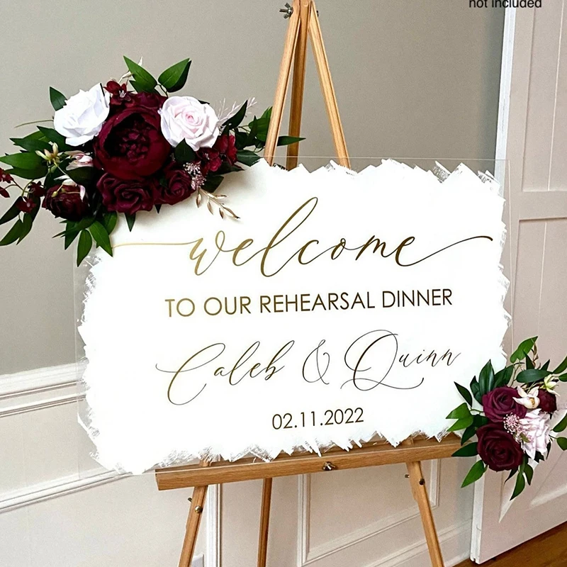 Виниловая наклейка на репетицию обеда в виде зеркала или плексигласа для влюбленных пар Добро пожаловать на нашу репетицию DecalsA15-031