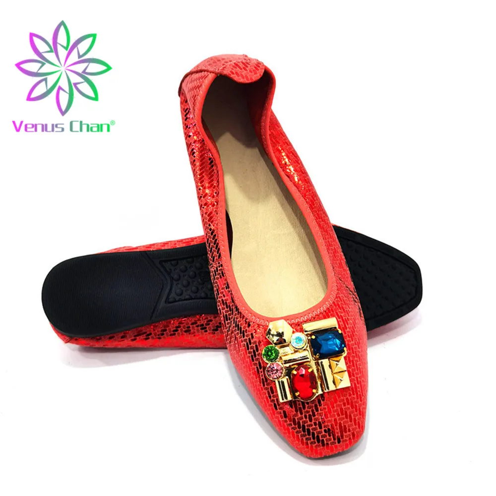 

2022 Nigeria Green Color African Women's Flat Shoes Fashion Rhinestone Genuine Leather Loafers Comfortable Party Shoes Pattern