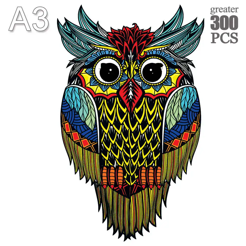 

300 шт., деревянные головоломки в форме совы