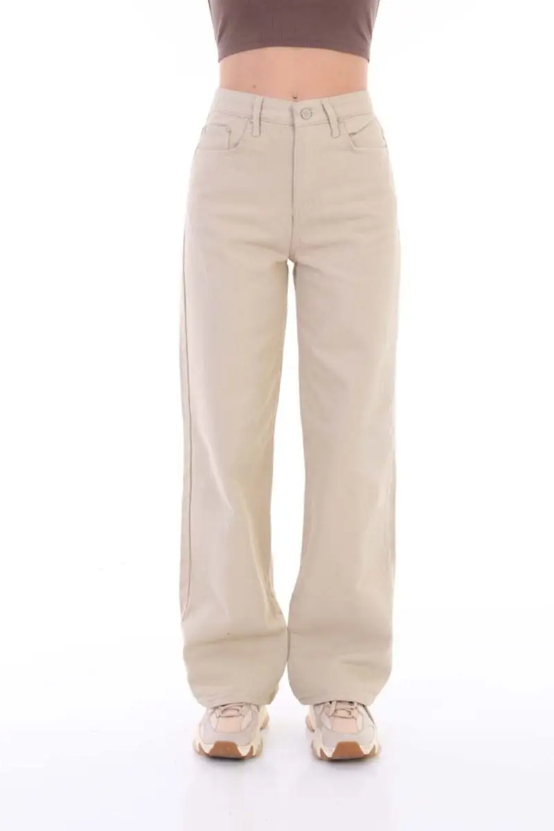 

Women beige wide leg Palazzo high waist trousers