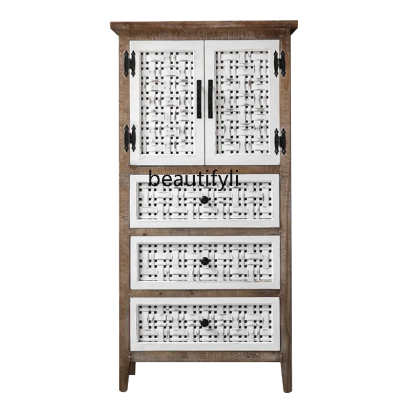 Настенный шкаф из массива дерева в американском стиле для гостиной с дверным