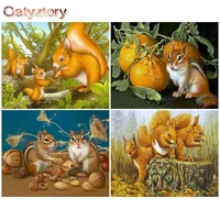 gatyztory 60x75cm diy oil painting by numbers on canvas animals cute squirrel frameless paint by numbers digital home decor