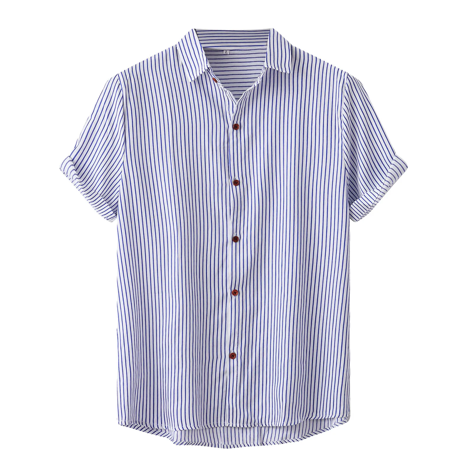 

Men's Casual Shirt Stripe Printed Shirt Short Sleeve Single Breasted Turn-Down Collar Shirt Fashion Black White Stripe Short