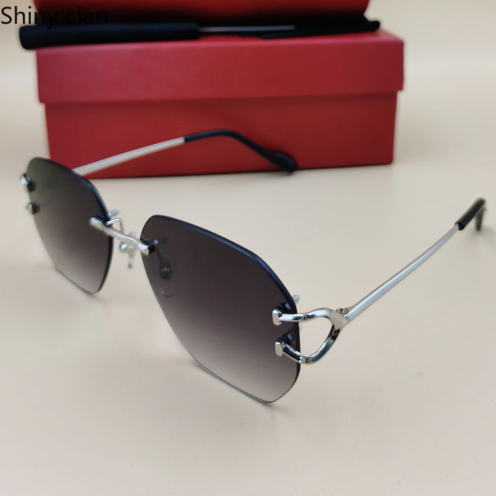 

New Luxury Brand Women's Sunglasses 2023 Men Classic Rimless Eyeglasses for Female Male Designer Elegant Vintage UV400 Glasses