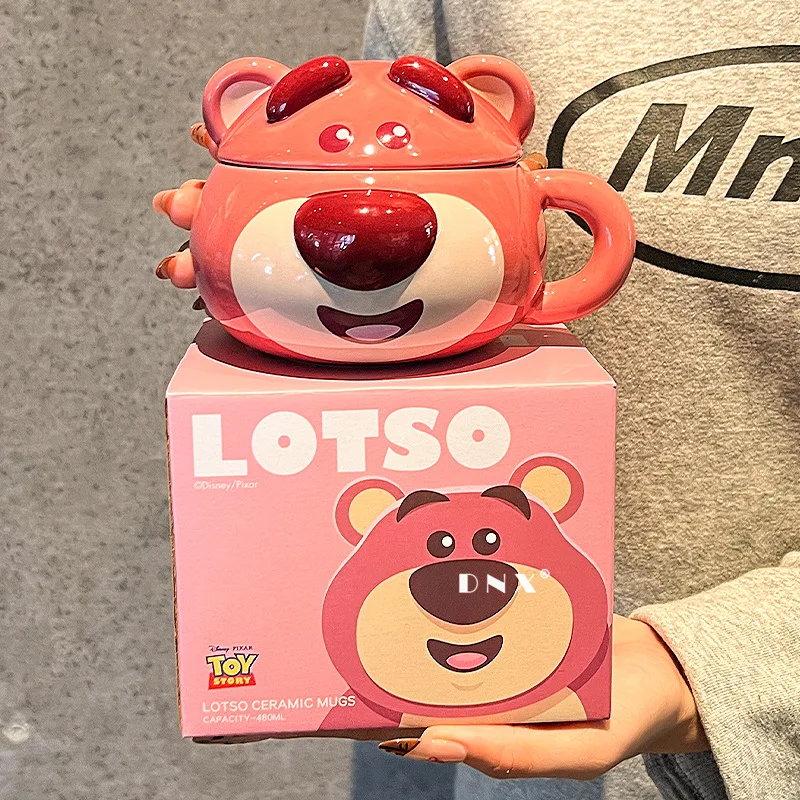Disney Lotso Huggin Bear Милый мультфильм Винни Пух 450 мл Керамическая чашка для воды Kawaii