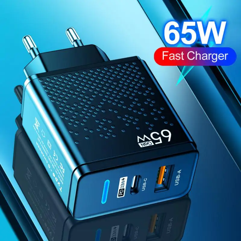 

65W USB Charger QC3.0 Fast Charging For iPhone Huawei Xiaomi Samsung 30W Type C Mobile Phone Charger USB C Charge Adapter