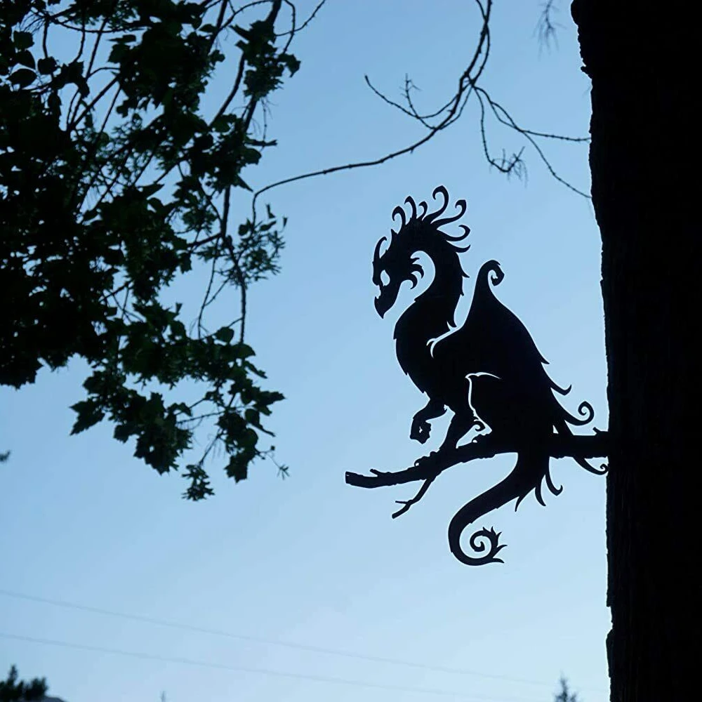 

Fairy Garden/Backyard Art Tree/Silhouette Art Dragon Decoration