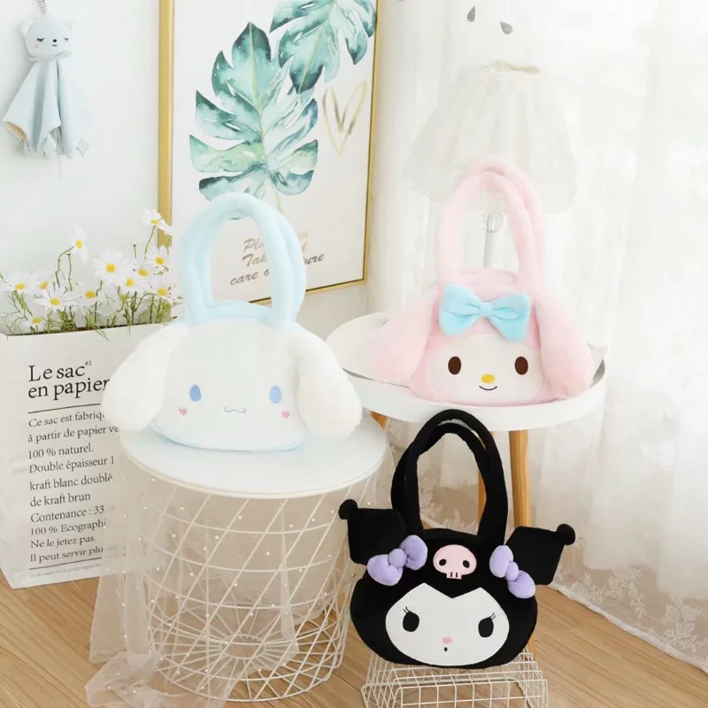 2022 Plush Toys Kawaii Sanrio Kuromi My Melody Cinnamoroll Anime Cute Handy Handbag Pretty Girl,lovely Girl Necessary Gift