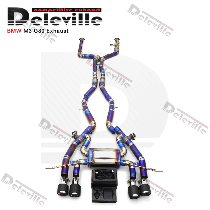 Фото Высокопроизводительная титановая выхлопная система Yooking Valvetronic Catback для BMW M3 G80 M4 G82 S58 3.0T 2019-2024 с двойной средней трубой, гоночная версия Mu №3