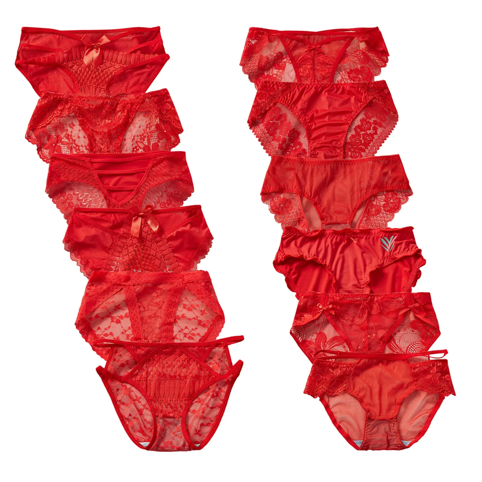 

Womens Red Sexy Lace Breathable Lace Hollow Out And Raise The Buttocks Pure Brief Panties New Years Eve Outfits for Women