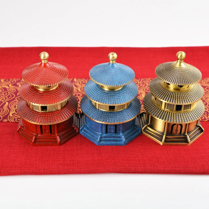Латунная китайская Запретный город Курильница Храм Неба Древняя модель здания