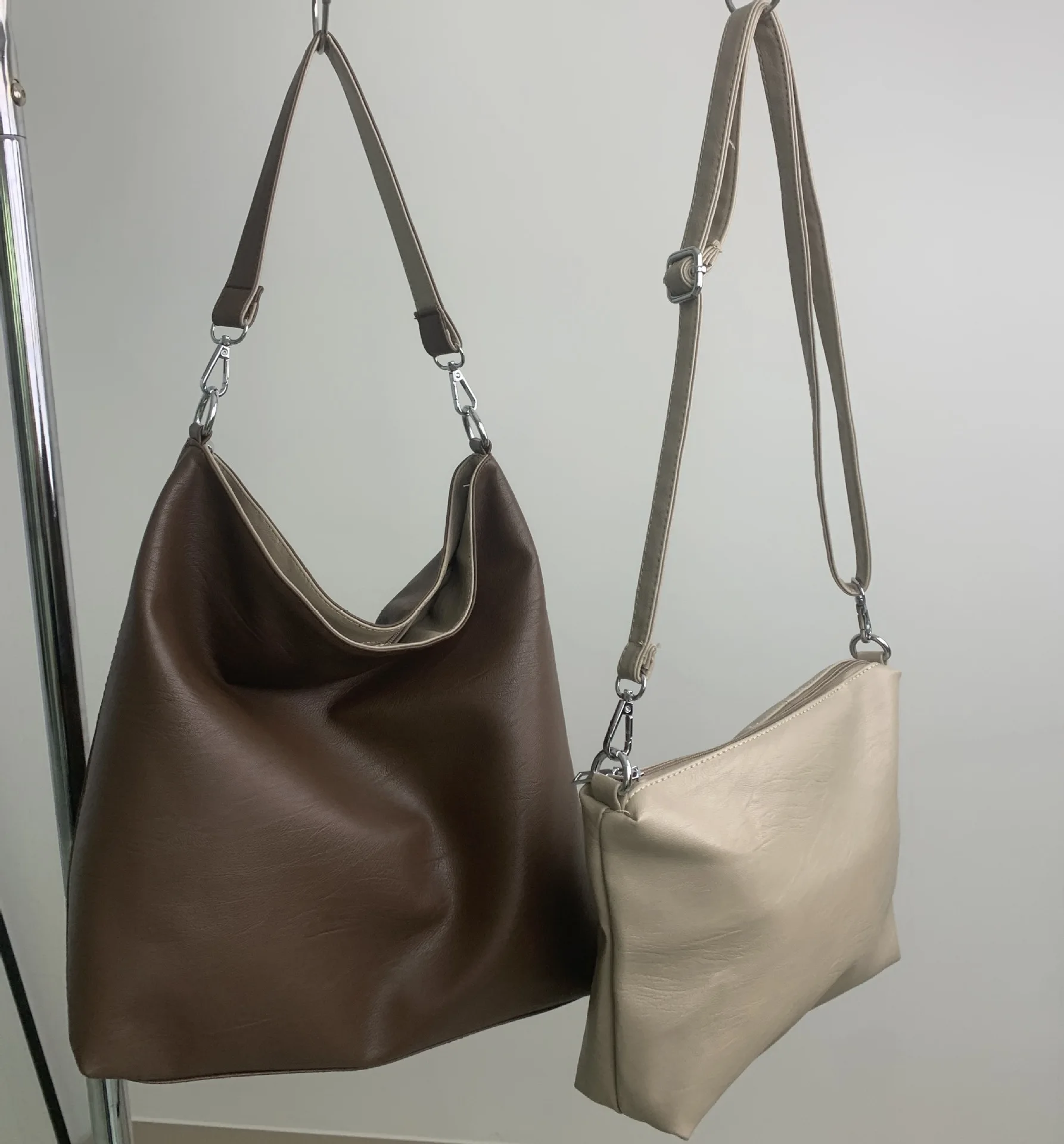 

Женская вместительная сумка из мягкой ПУ кожи, Новая повседневная сумка, 2 в 1, Портативная сумка для покупок