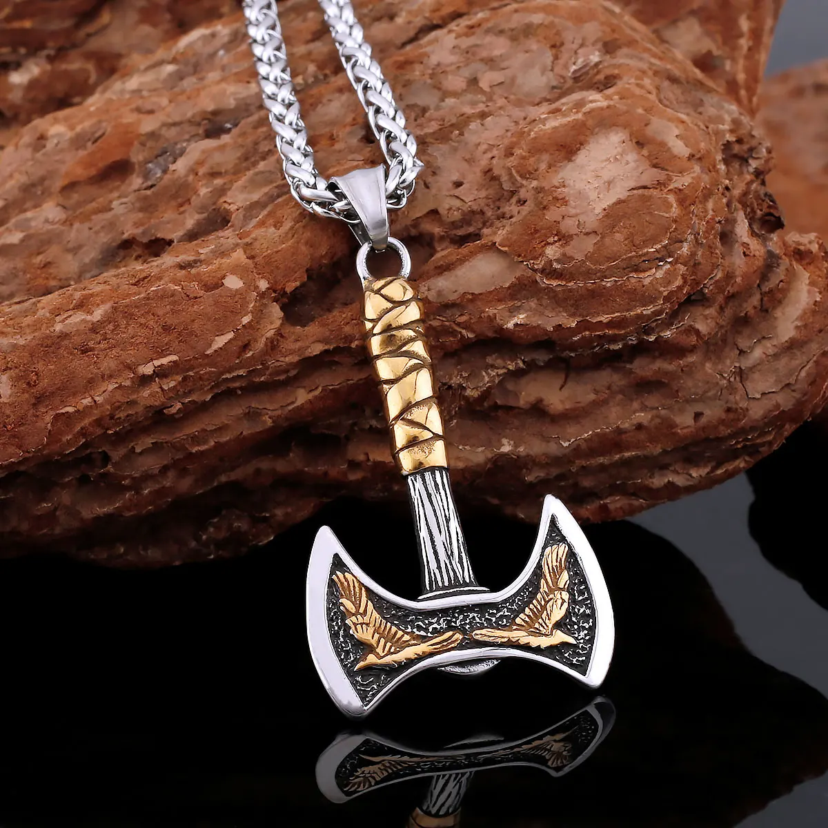 

Domineering Odin Axe Stainless Steel Viking Necklace Nordic Men's Retro Scandinavian Teen Pendant Fashion Jewelry Amulet