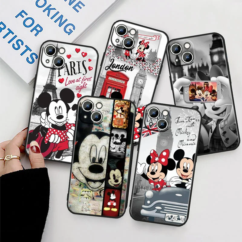 

Mickey Minnie Travel For Apple iPhone 11 Phone Case 14 13 12 XS XR X 8 7 6 6S 5 5S SE Pro Max Plus mini Black Cover
