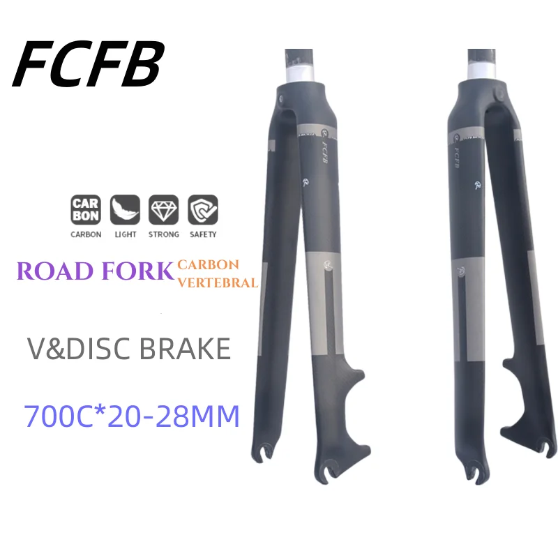 

Передняя вилка FCFB FW из углеродного волокна для дорожного велосипеда, фиксированная шестерня, велосипедная передняя вилка для дискового тормоза/V-тормоза 28,6 мм 1-1/8