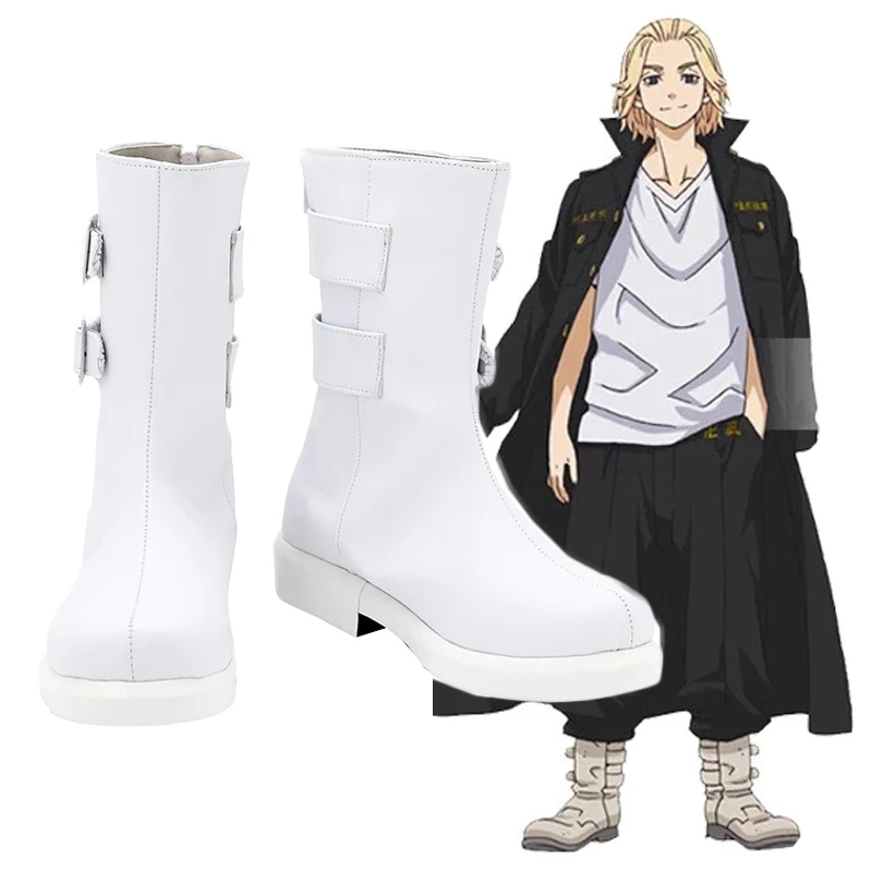 

Tokyo Revengers Swastika Sano Manjiro Anime Cosplay Halloween Party Shoes KEISUKE BAJI White Short Boots For Adult Women Men