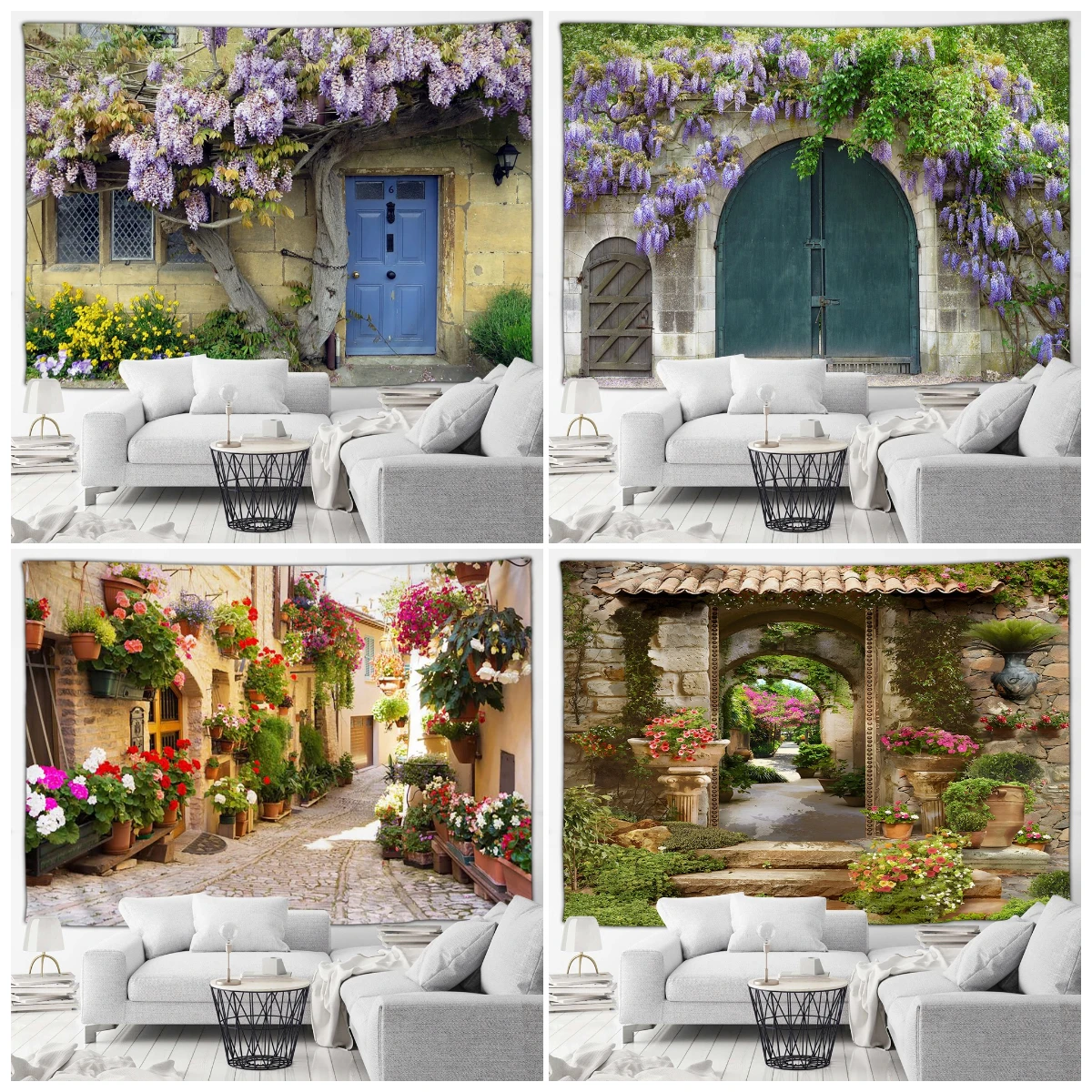 Винтажный кирпичный настенный цветочный гобелен городская уличная лоза