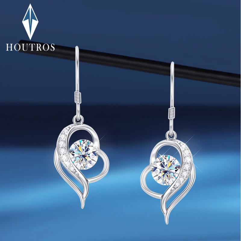 

Houtros 1.6CT Classic Moissanite Drop Dangle Earrings 925 Sterling Silver Gemstone Engagement Wedding Earrings Fine Jewelry GRA