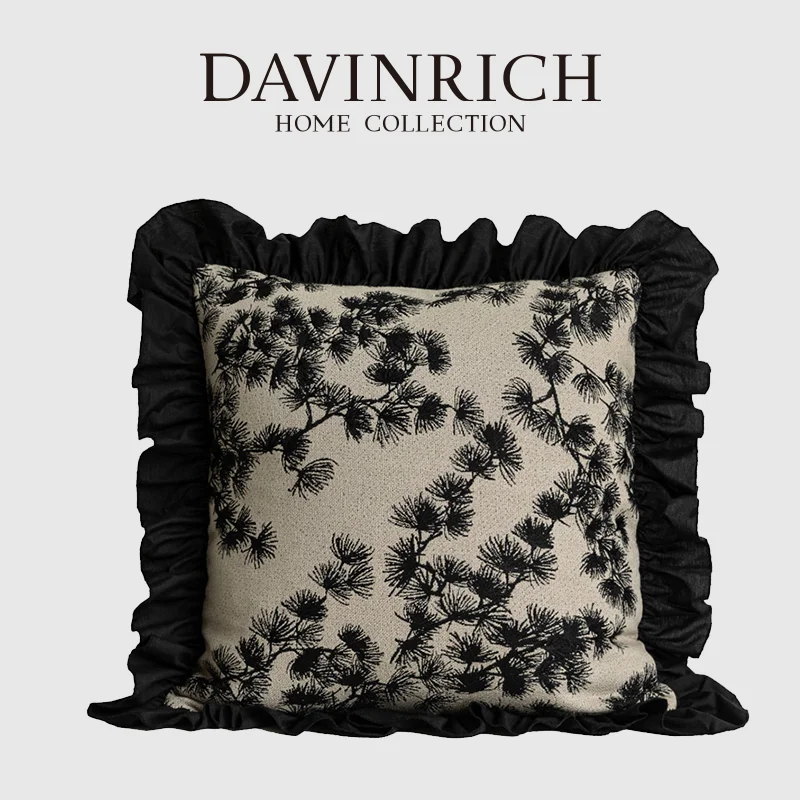 Фото DAVINRICH французский современный потертый шик пледы наволочка современный винтажный сосновый игольчатый узор с вышивкой наволочка 45x45 см №1