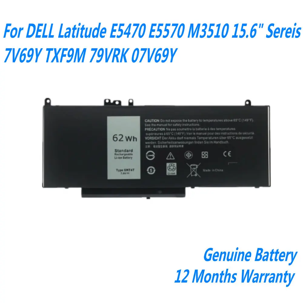 Новый аккумулятор для ноутбука 6MT4T DELL Latitude E5470 E5570 M3510 15 6 &quotSereis 7V69Y TXF9M 79VRK 07V69Y 7 В 62WH