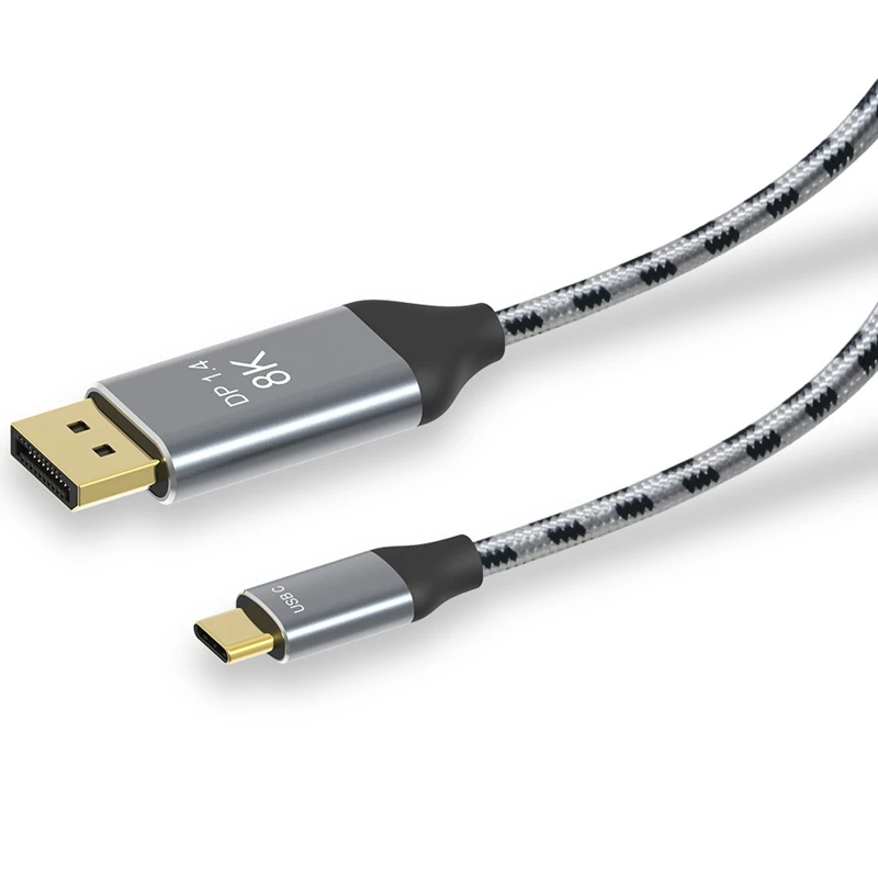 

USB-C к кабелю Dp 1,4, поддерживает разрешение 8K @ 60 Гц, медный плетеный кабель DP, подходит для дисплея Macpro XDR
