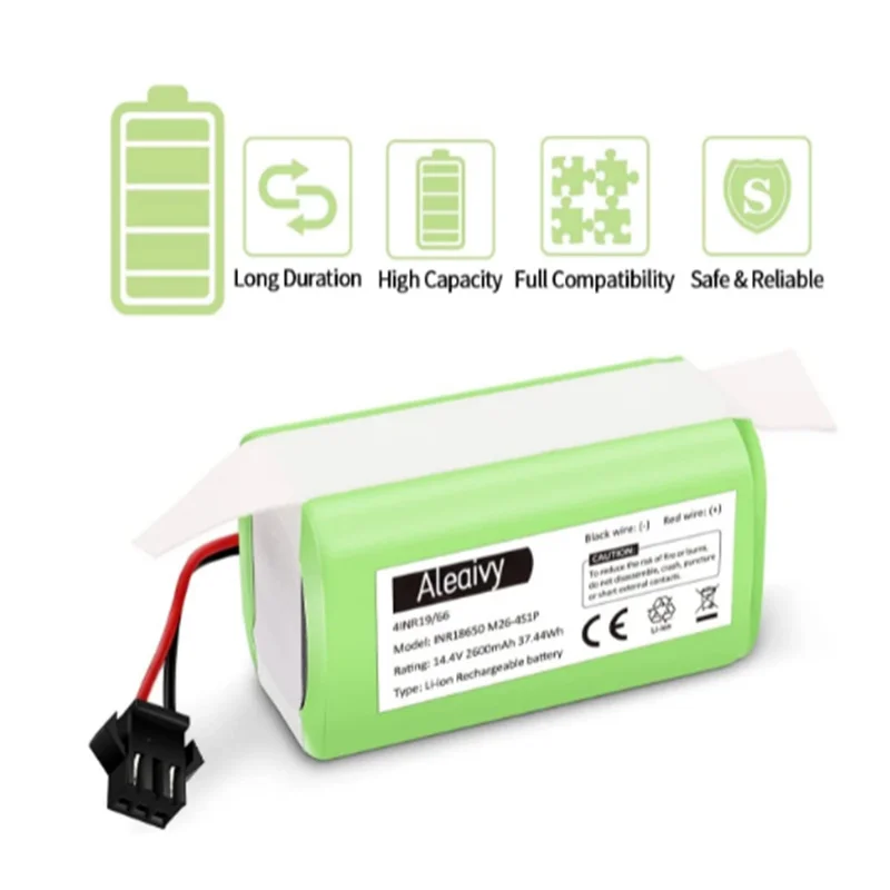 18650 battery pack 14.4V 2.6Ah for Cecotec Conga Excellence 950 1090 Ecovacs Deebot DN621 601 Eufy RoboVac 35C Panda i7 V710