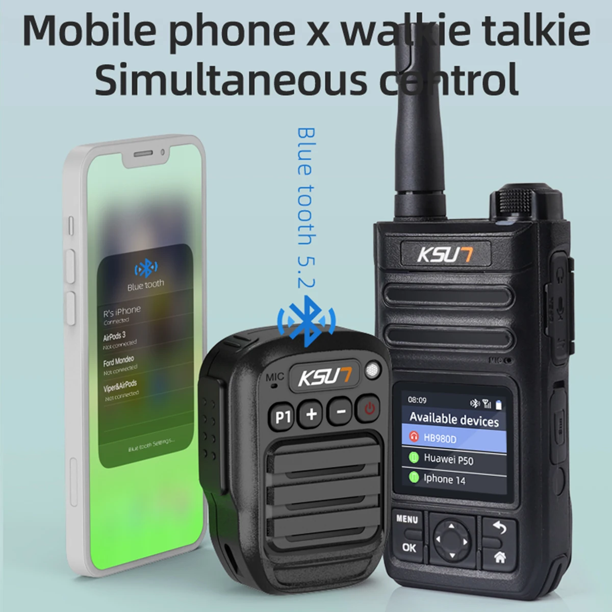 Фото Рация микрофон беспроводной Bluetooth динамик для Zello Radio POC двусторонняя радиостанция портативный динамик KSUT B60 №1