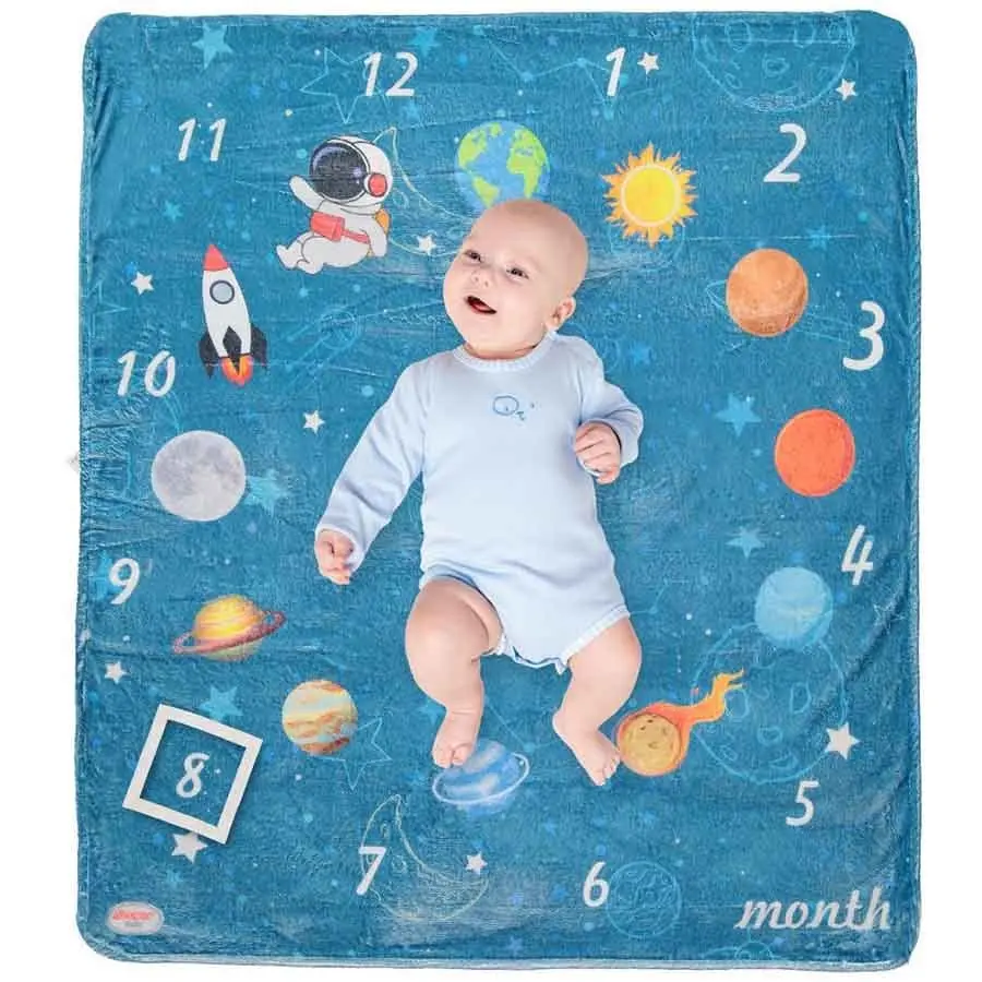 

Navy blue Gezegenli Kadife Moment Blanket (90x190)