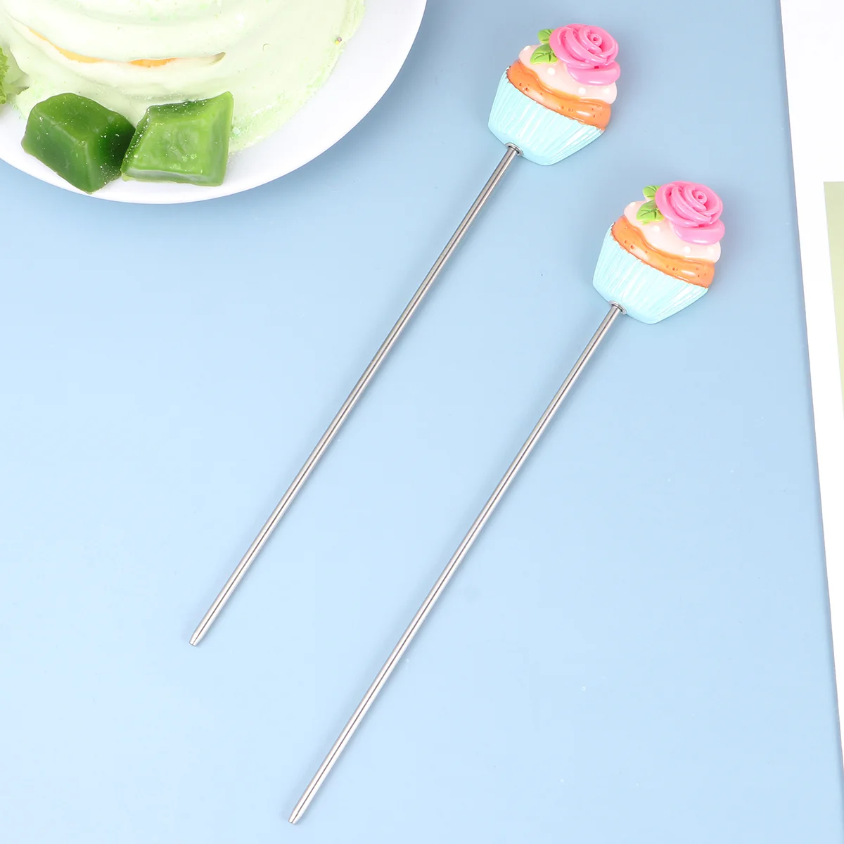 

2pcs Cake Tester Stainless Steel Reusable Cake Testing Rose Pattern Muffin Bread Cake Tester Kitchen Assistant Tool