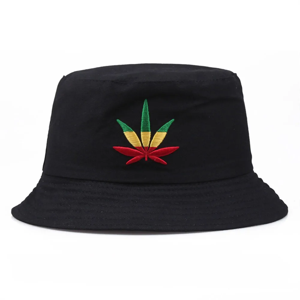 

Men Women Maple Leaf Bucket Hat Hip Hop Fisherman Panama Hats Embroidery Cotton Outdoor Summer Casual Swag Bob Visor Bucket Cap