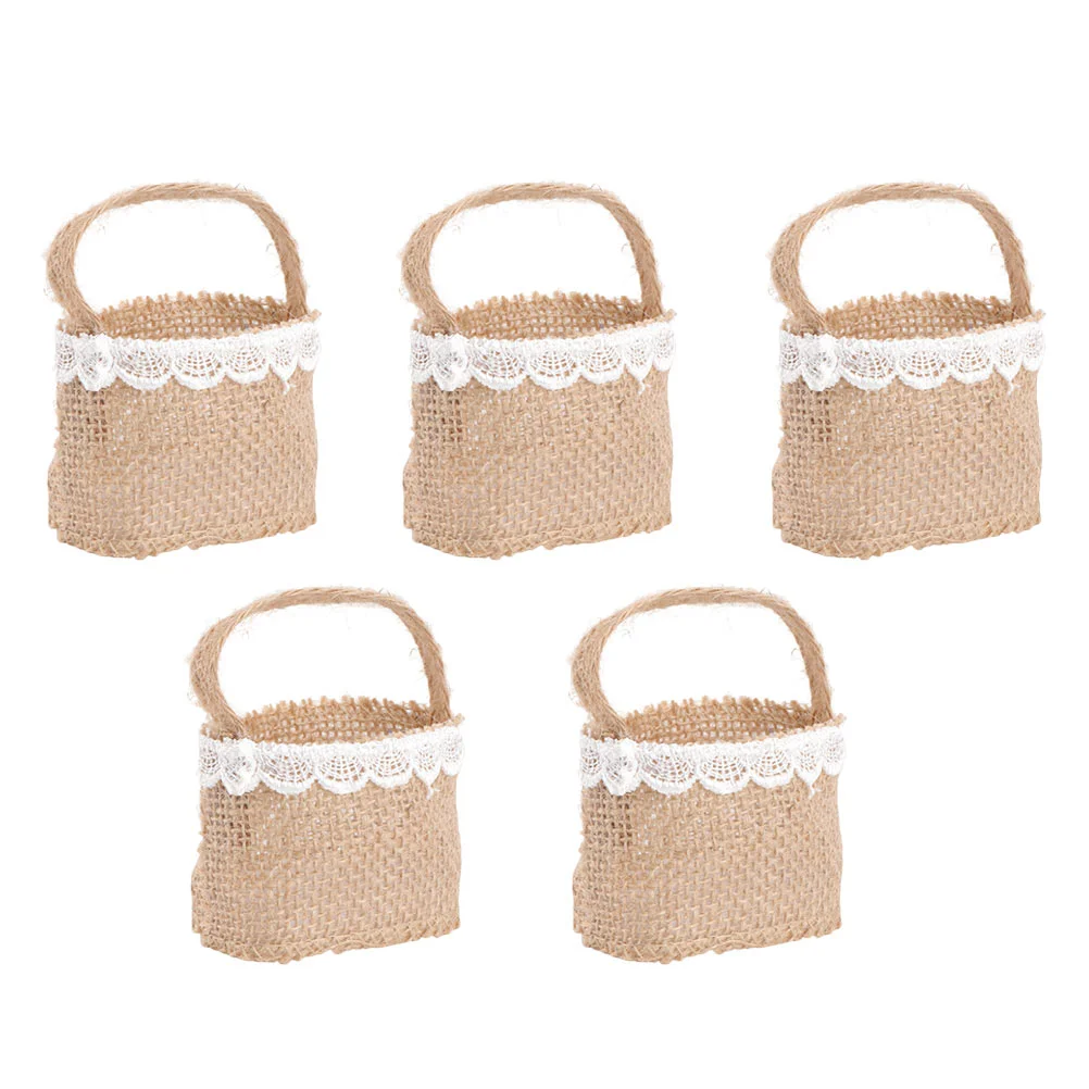 

Basketcandy Flower Wedding Storage Burlap Gift Linengirl Rusticmini Pouch Banquet Baskets Party Girlscountry Packing Decorative