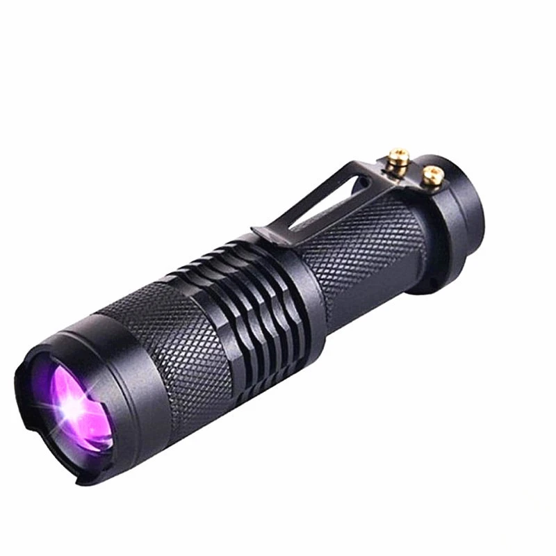 

LED UV Flashlight Ultraviolet Torch With Zoom Function Mini UV Black Light Pet Urine Stains DetectorScorpion Camping Hiking Lamb