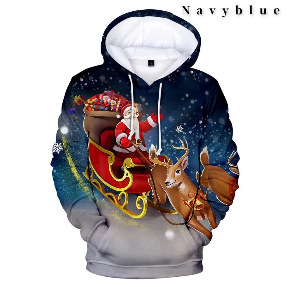 3D Santa Claus theme digital printing men's/women's hooded  hoodie Long Sleeve Sweatshirts