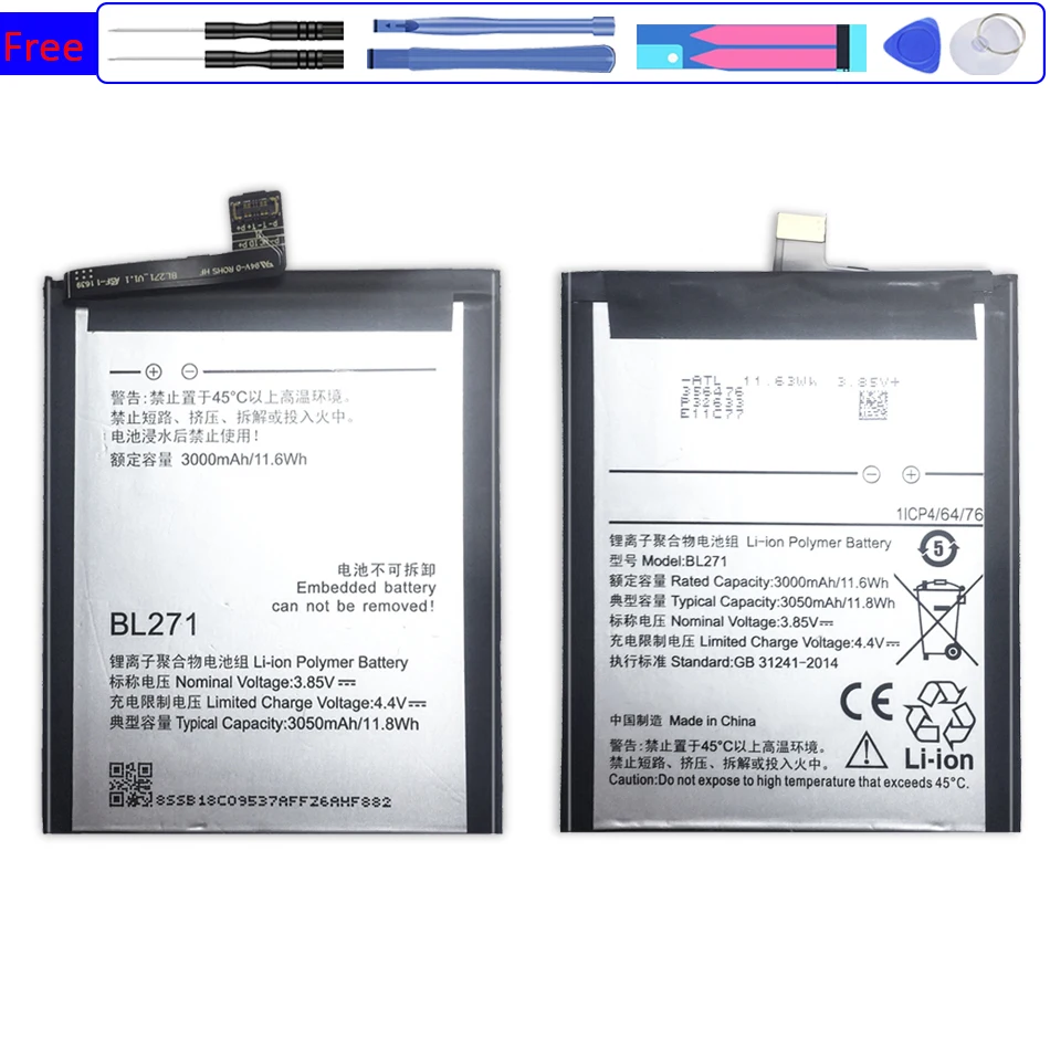 

3050mAh BL271 BL 271 Mobile Phone Battery For Lenovo ZUK Edge Z2 X Z2X ZUK Z2151 Smart Mobile Phone Batteries + Free Tools