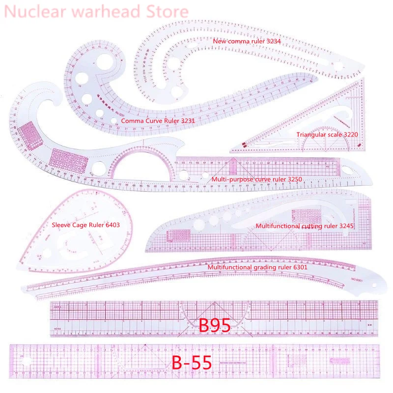 

9pcs Sewing French Curve Ruler Measure Dressmaking Tailor Drawing Template Craft Tool Set costura sewing machine accessories