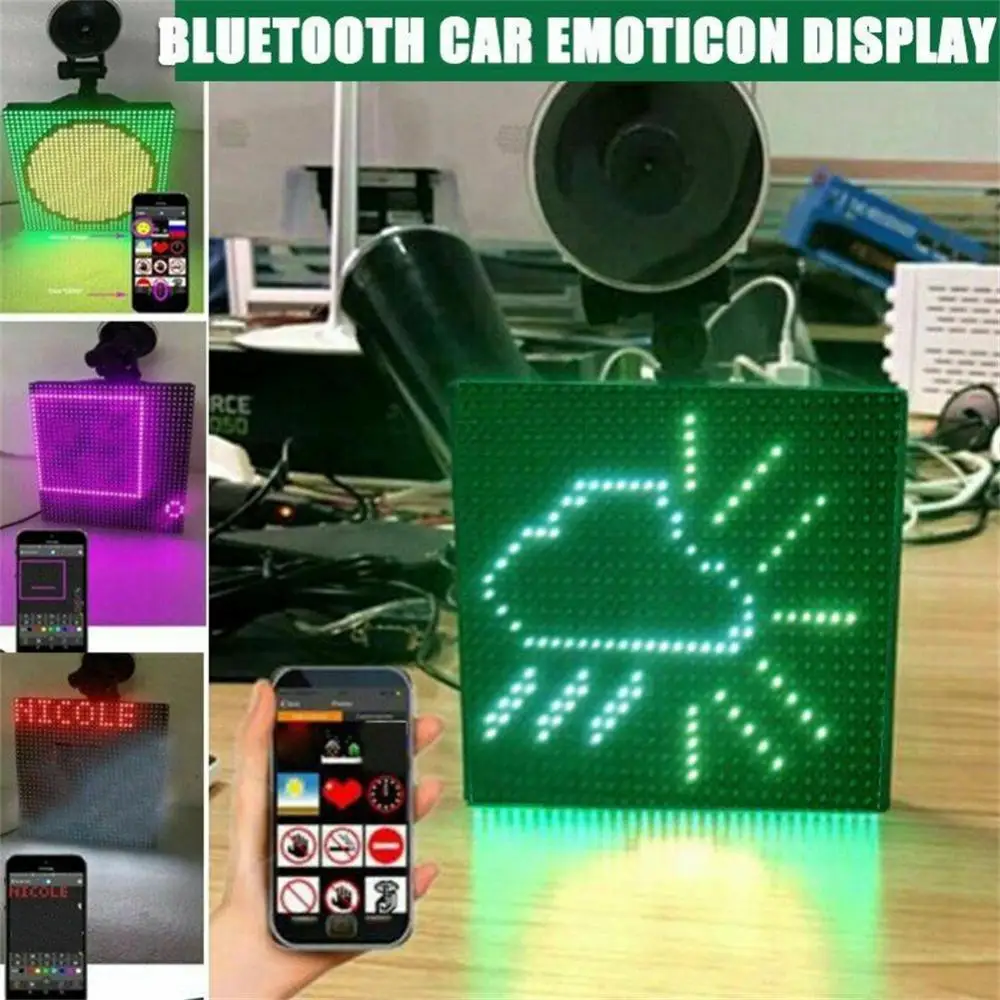 

Wireless Blue-tooth Mobile Phone APP Control Full Color LED Very Funny Show Expression Screen Panel Car Rear Window LED Display