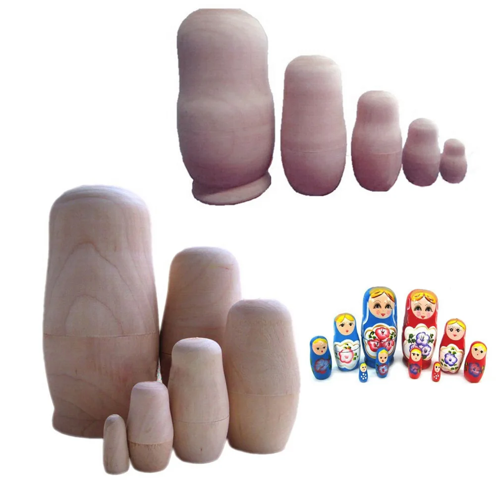 

Russian Nesting Doll 6set/5set Blank Matryoshka Matreshka Wood Unpainted DIY Handicraft