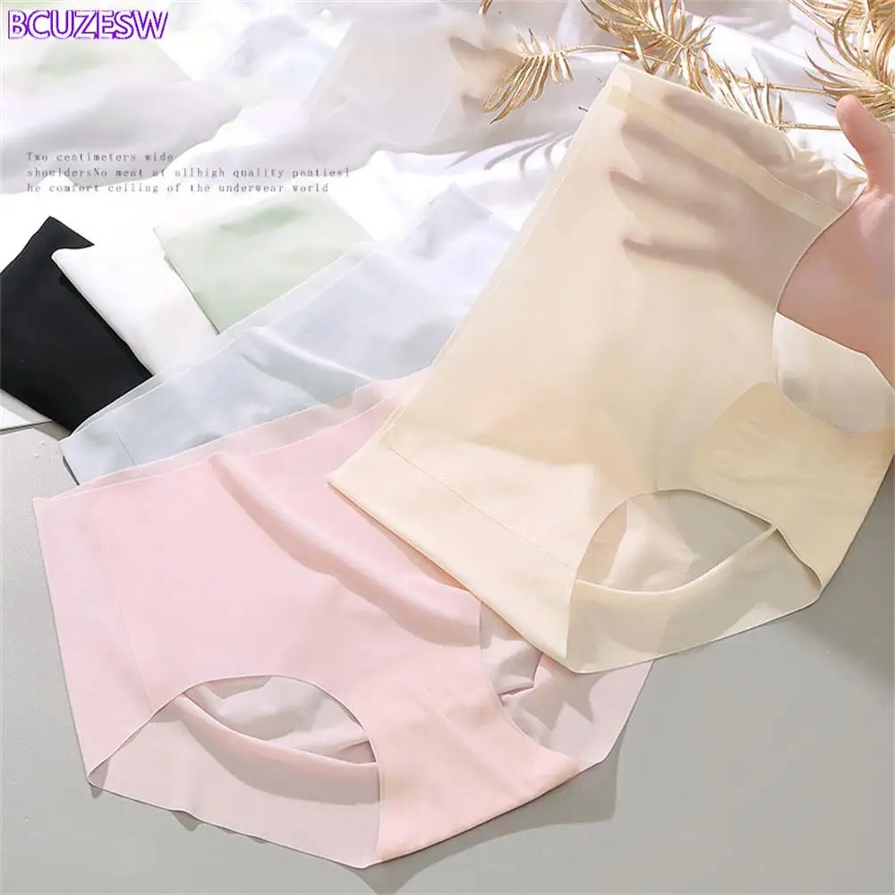 

6Pcs/set Korea Women Panties Female Seamless Underwear Ice silk Comfortable Underpants Mid-waist Breathable Briefs Lingerie