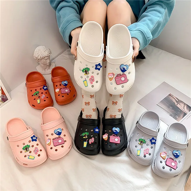 Hole Shoes Men'S Summer Wear Cartoon Trend Home Couples Non-Slip Hole Sandals Slippers Female Students Platform Sandals