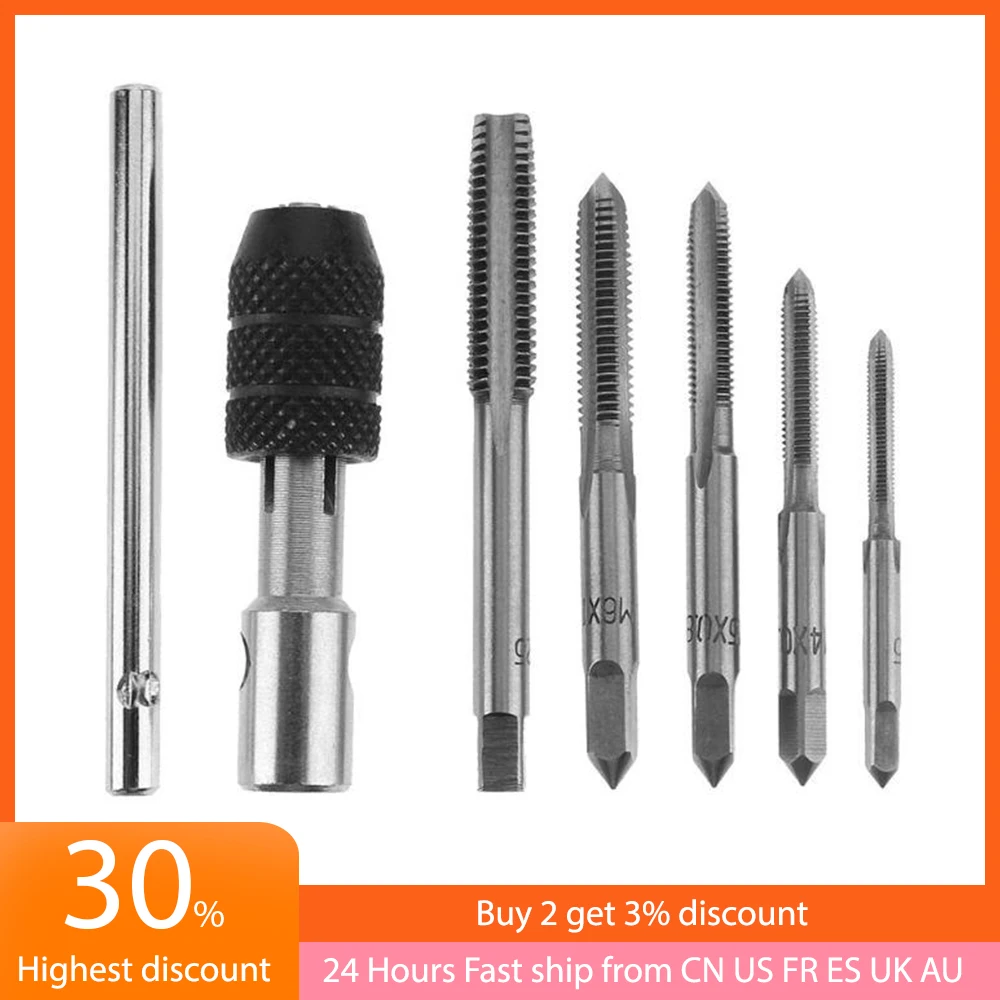 

6pcs T-type Machine Screw Thread Tap Wrench M3/M4/M5/M6/M8 Tap Set DIY Tool Tapping Threading Screwdriver Tap Holder Hand Tool
