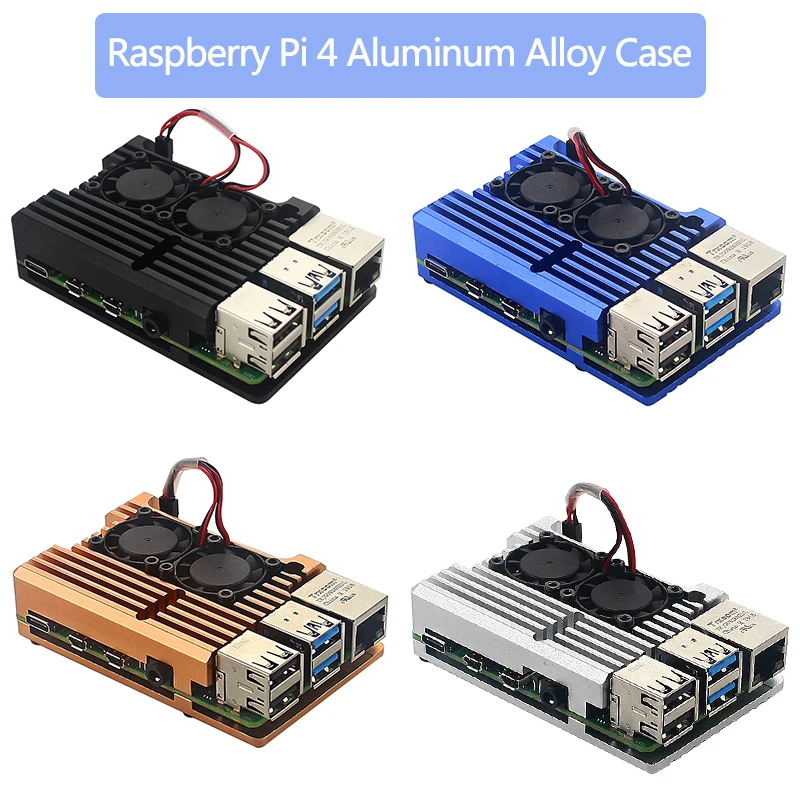 

Raspberry Pi 4 Aluminum Alloy Case with Dual Cooling Fan Heat Sink Box Shell for Raspberry Pi 4 Model B