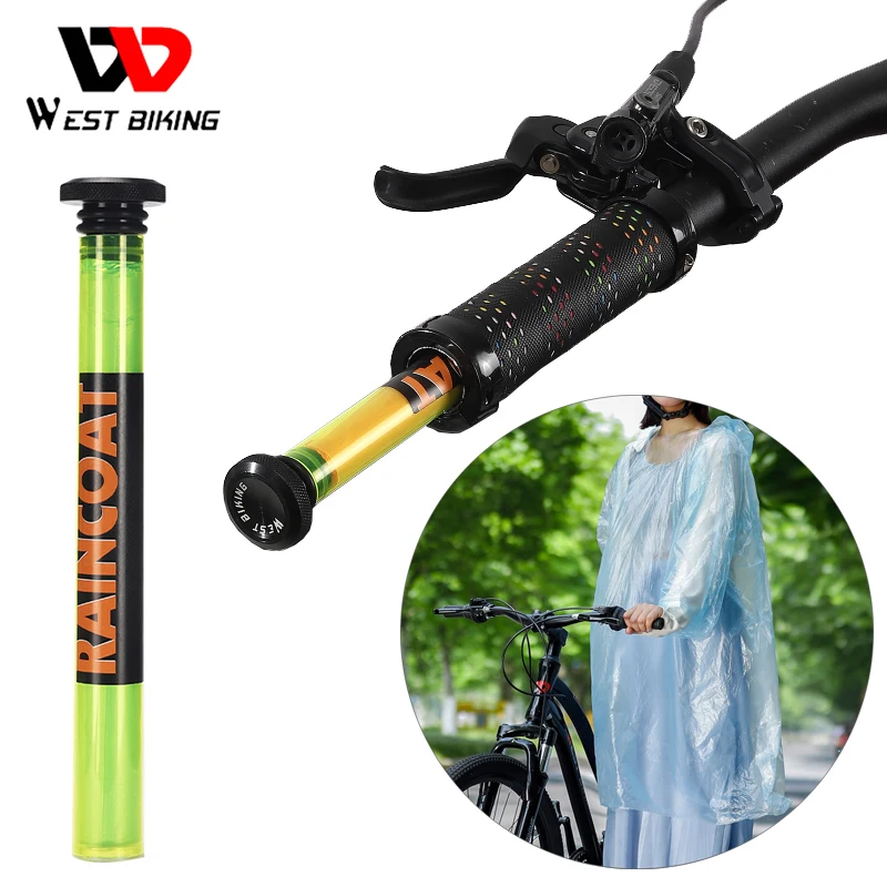 

WEST BIKING Disposable Raincoat MTB Bicycle Handlebar Tube Storage Portable Outdoor Travel Cycling Camping Emergency Rain Jacket