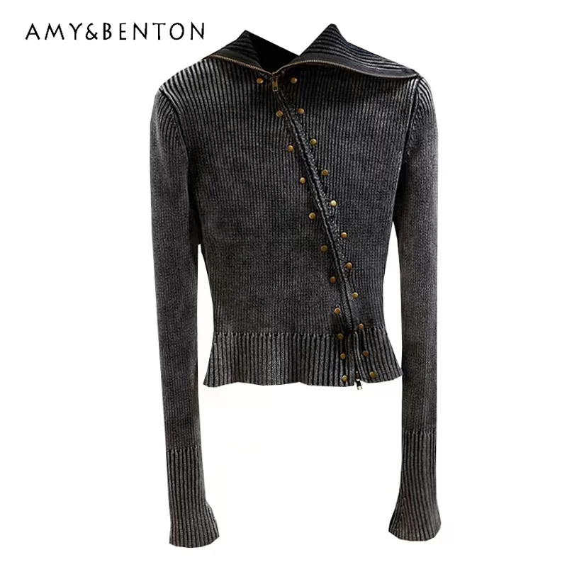 Модный нестандартный дизайн на молнии с разрезом и расклешенными рукавами