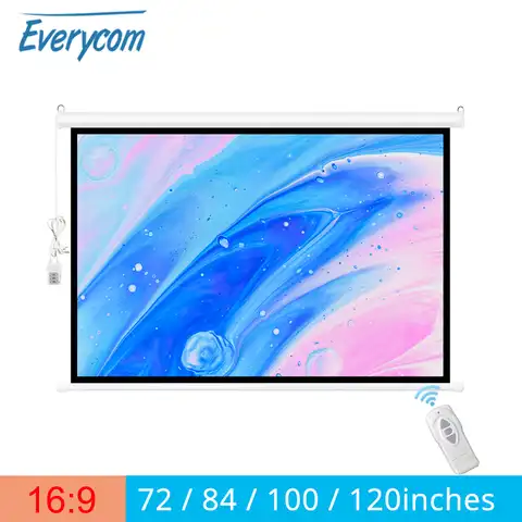 Everycom 16:9 72/84/100/120 дюймов электрический экран для всех LED LCD DLP лазерный проектор экран для Xiaomi Xgimi Changhong бренд