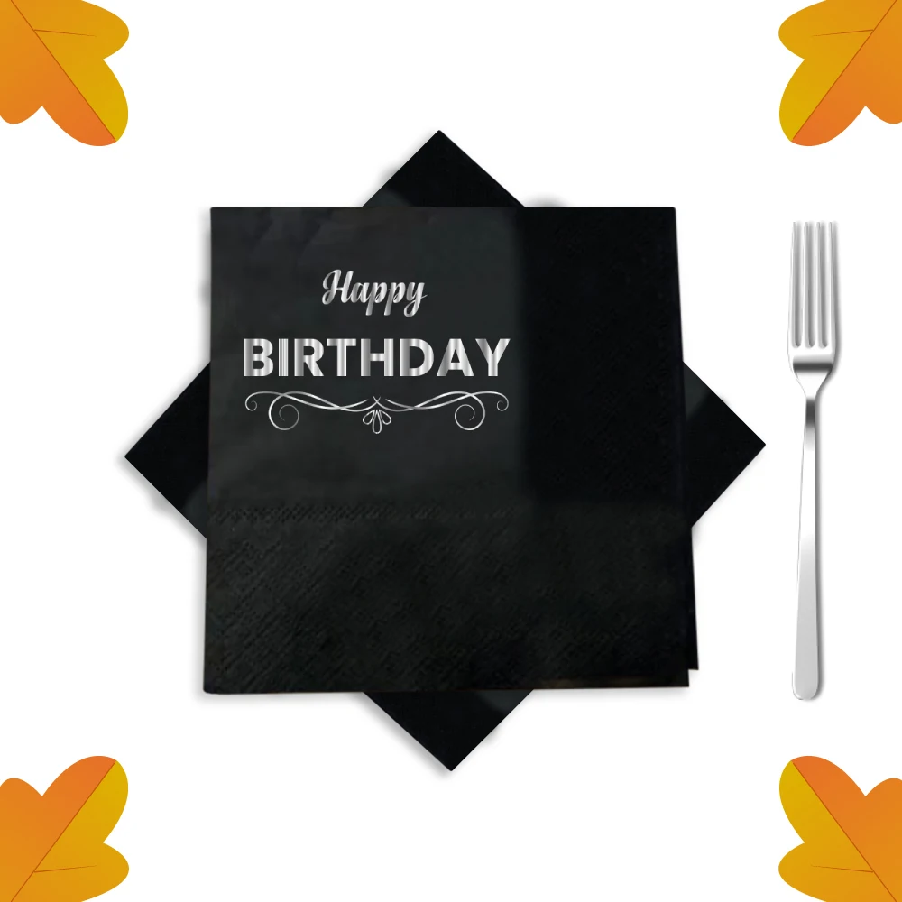Коктейльные салфетки из фольги на заказ черные Золотой логотип свадебный ужин