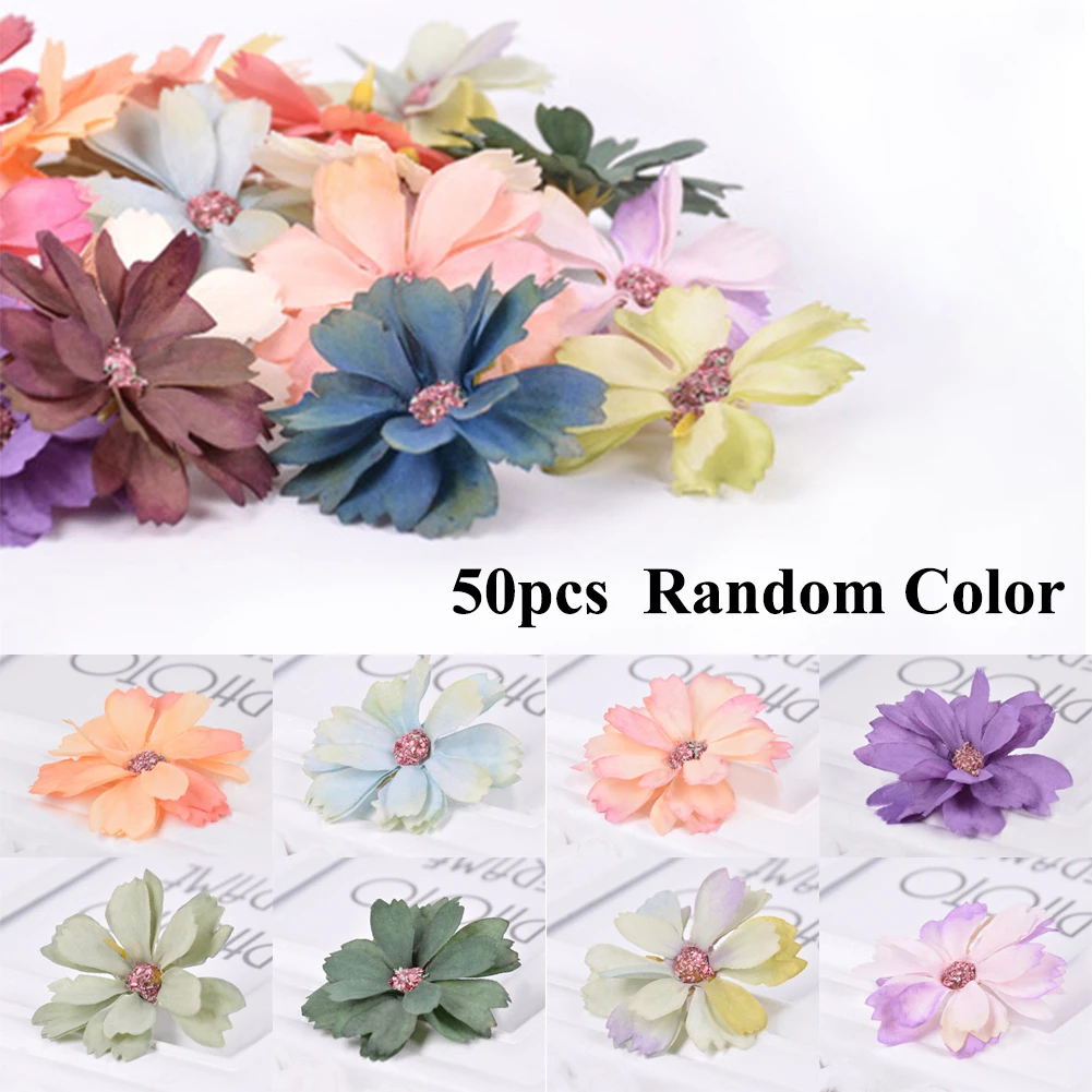 

50pcs Christmas Flowers Mixed Color Simulation Flower Diy Multilayer Artificial Wedding Decoration Flowers Christmas Tree