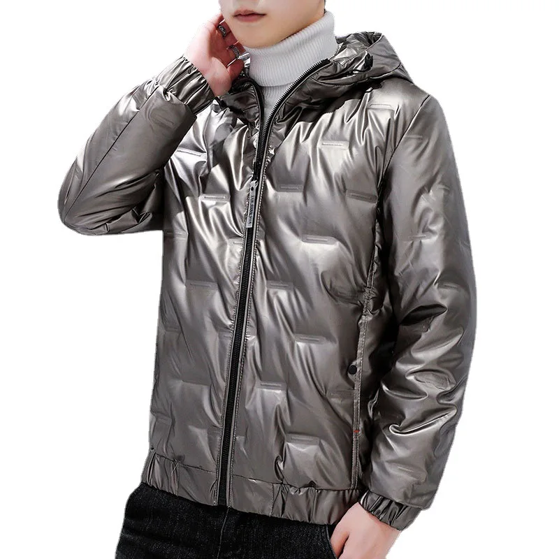 

Men's down jacket 2021 new hooded trend light thin white duck men's winter jacket youth male