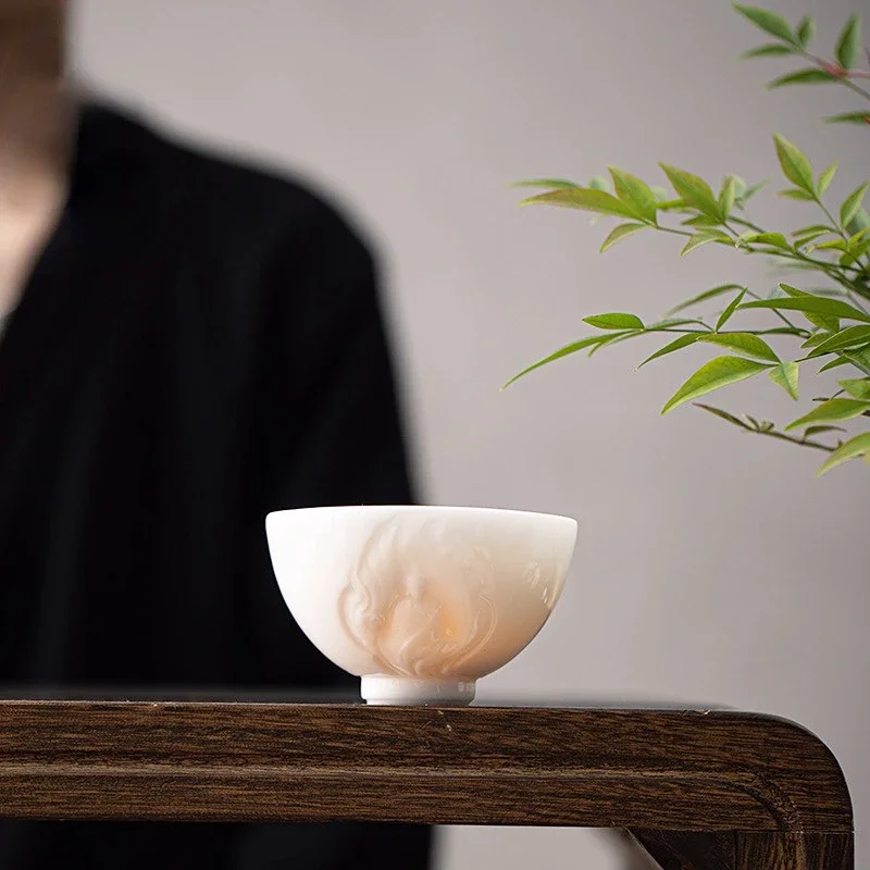 Ледяные семена Нефритовая фарфоровая чашка Высококачественная чайная большая