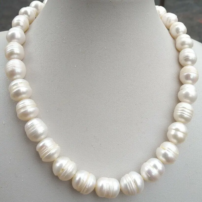

Huge 11-13mm Natural AAA Akoya Genuine White Pearl Necklace 18inch