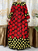 new style flower sleeve 2 pieces african dashiki floral print waist belt cotton caftan lady summer maxi casual dresses vestidos